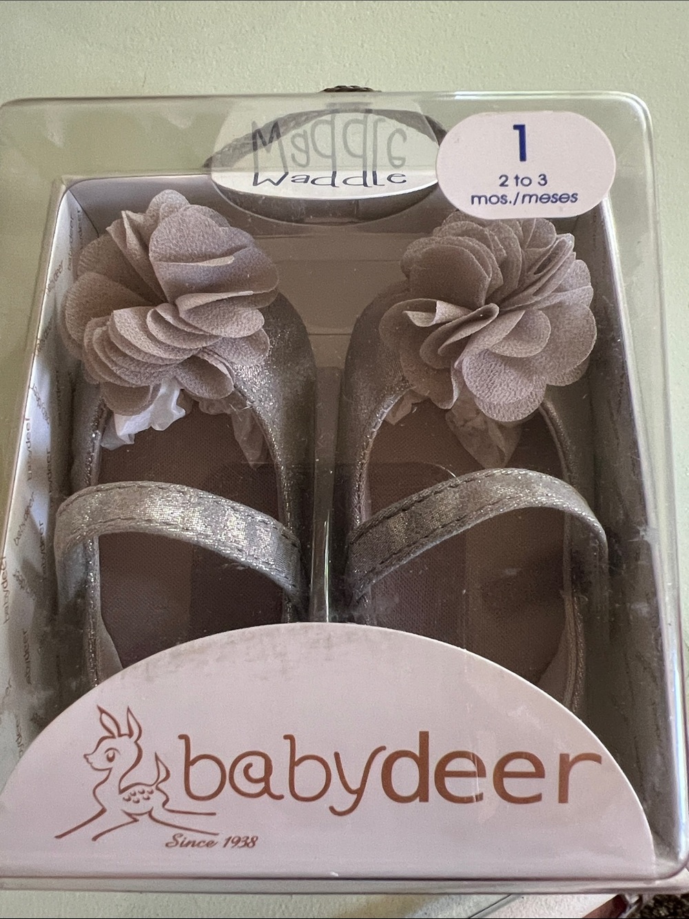 Baby Deer Silver Flower Strap Baby Shoes-New